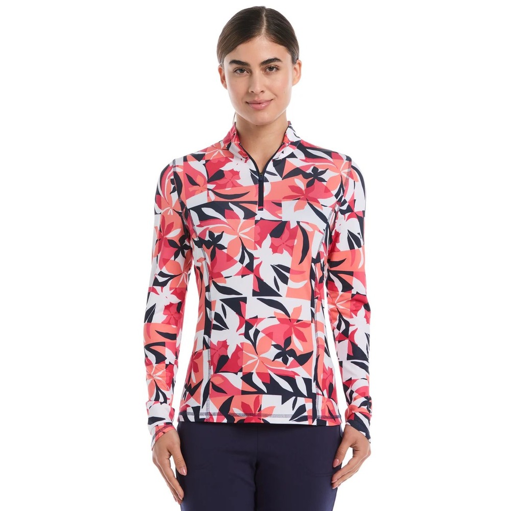 Callaway Women's Tropical‎ Collage Long Sleeve Print Pullover Size Small Golf
